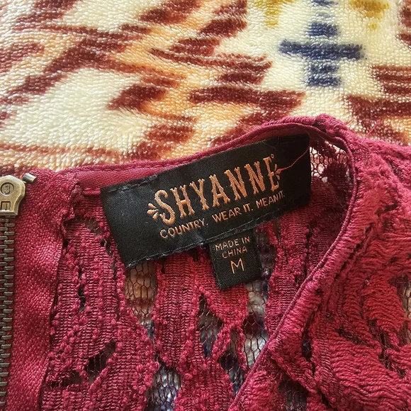 SHYANNE High Neck Sleeveless Lace Fit & Flare Short Western Dress Medium Red - Picture 13 of 15